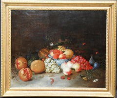 Still Life Arrangement - Dutch Old Master 17thC art oil painting fruit butterfly