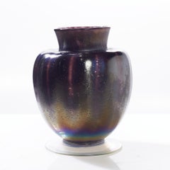 Jarrón de vidrio artístico negro iridiscente Leerdam