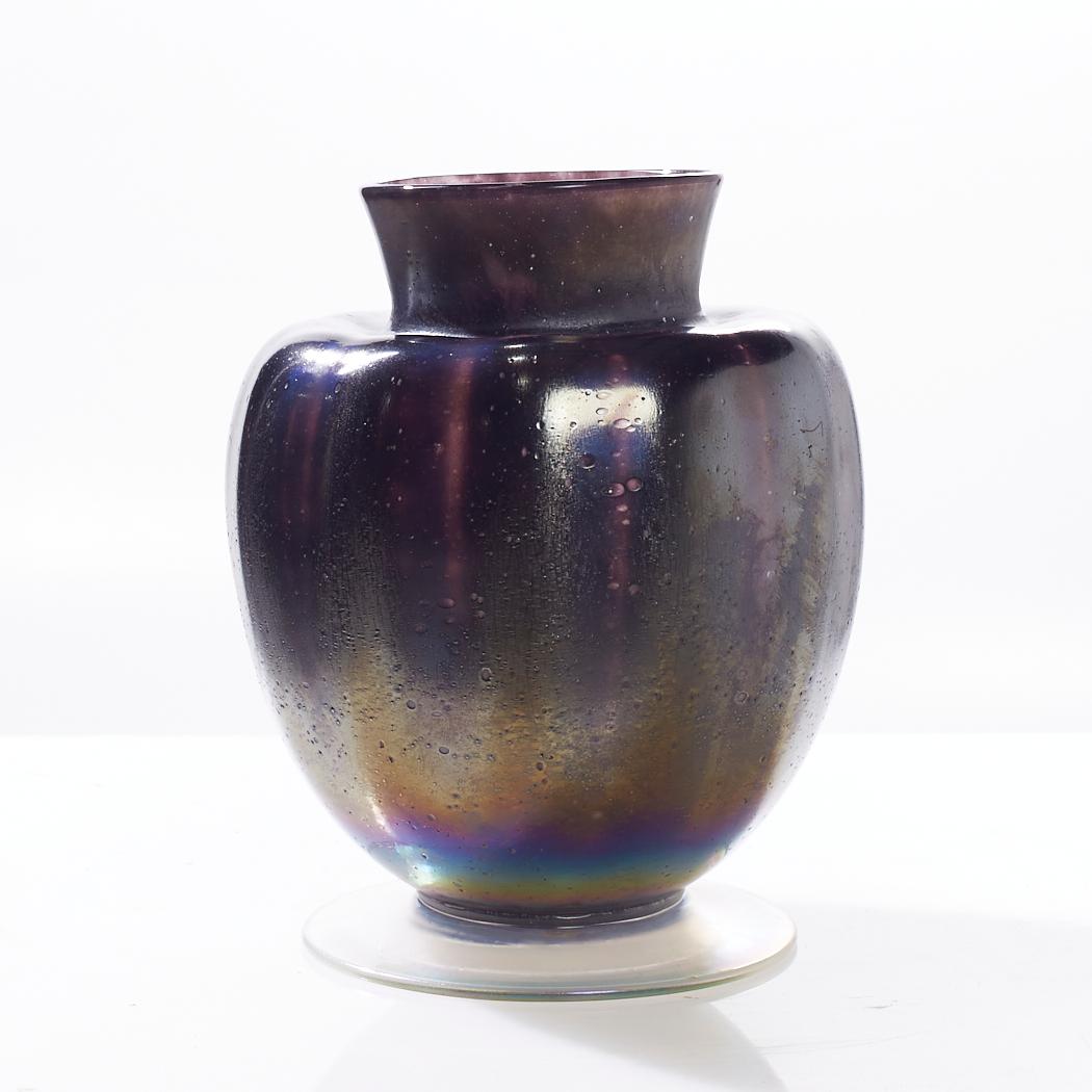 Leerdam Black Iridescent Art Glass Vase 1