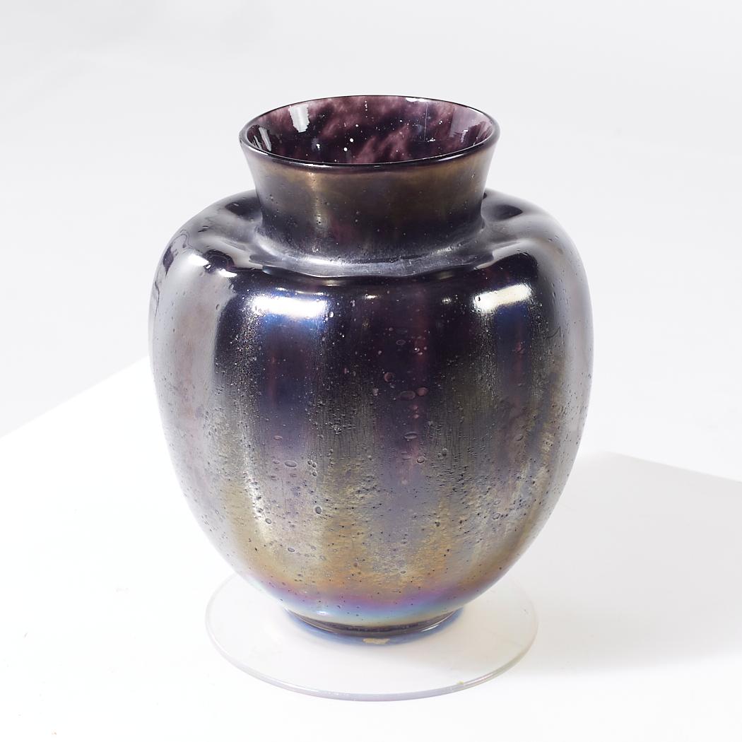 Leerdam Black Iridescent Art Glass Vase 3