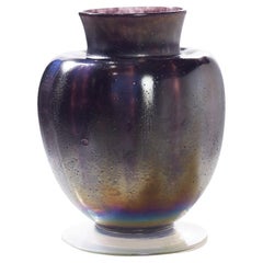 Vase en verre d'art irisé noir Leerdam