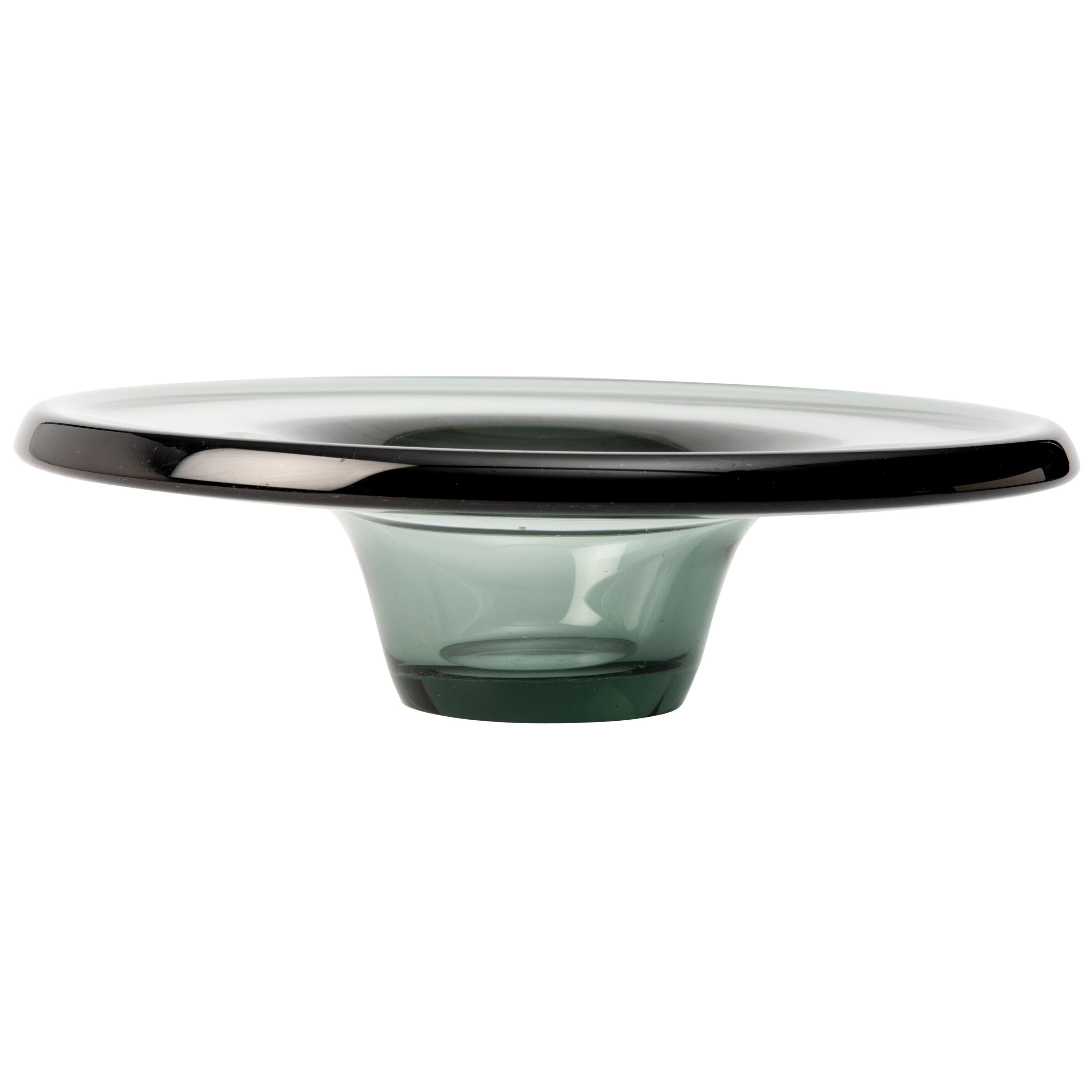 Leerdam Bowl on Small Stand with Wide Rim by A.D. Copier, 1937 for Glasfabriek For Sale