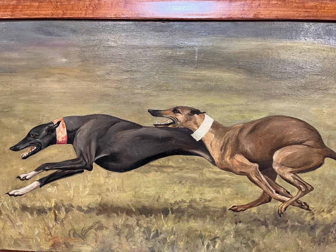 Experience the dynamic energy of Leesa Sandys-Lumsdaine's 'Greyhounds Running'! This captivating oil on canvas, signed by the artist, embodies grace and motion in every stroke.
Leesa Sandys-Lumsdaine (1936-1985)
Britain