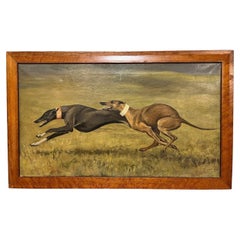 Leesa Sandys-Lumsdaine Óleo sobre lienzo "Galgos corriendo"