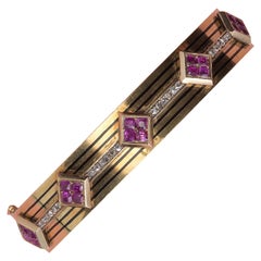 Lefebvre Gold and Ruby and Diamond Bangle