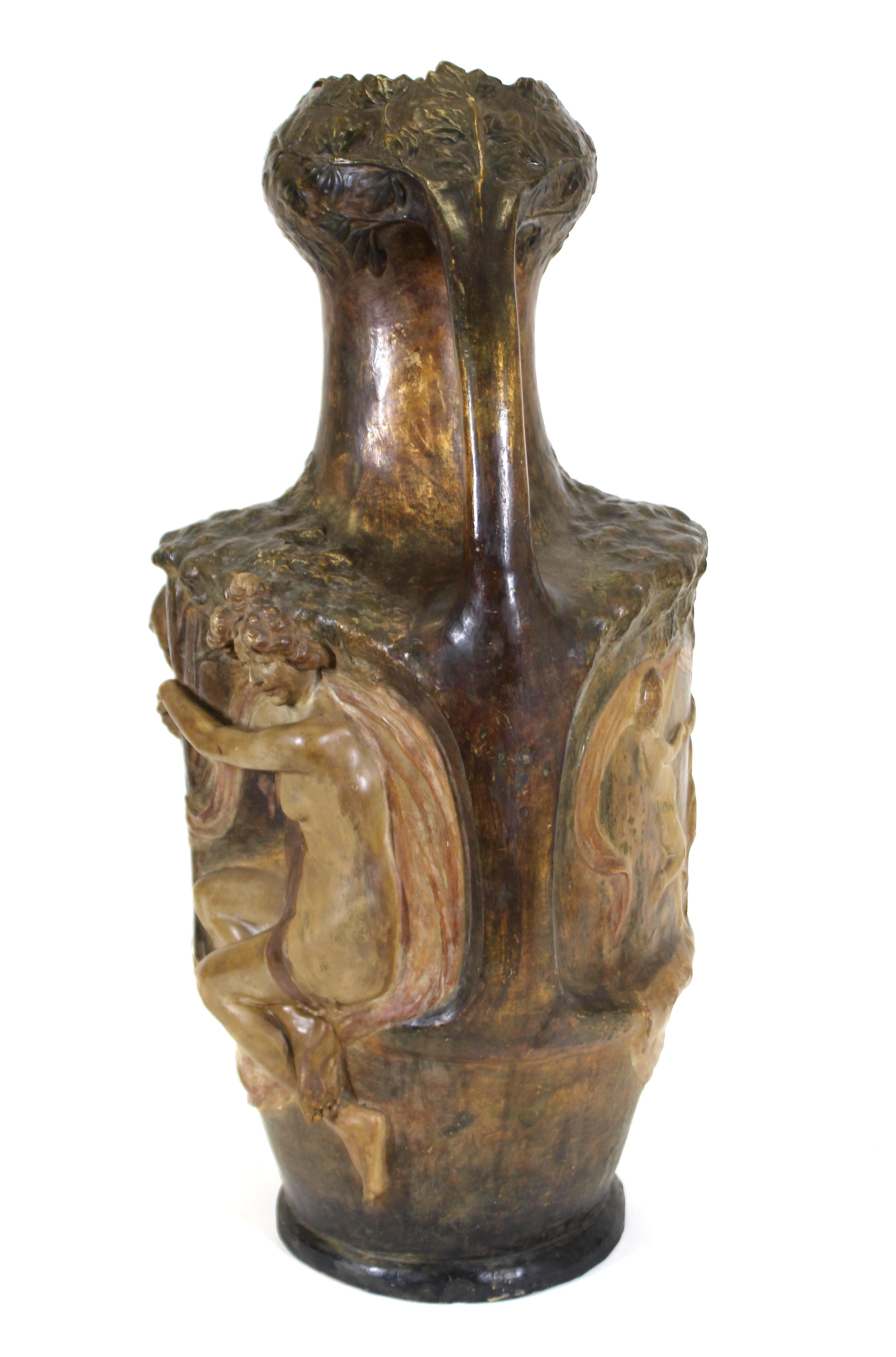 Early 20th Century Lefont for Friedrich Goldscheider Viennese Art Nouveau Exhibition Vase For Sale