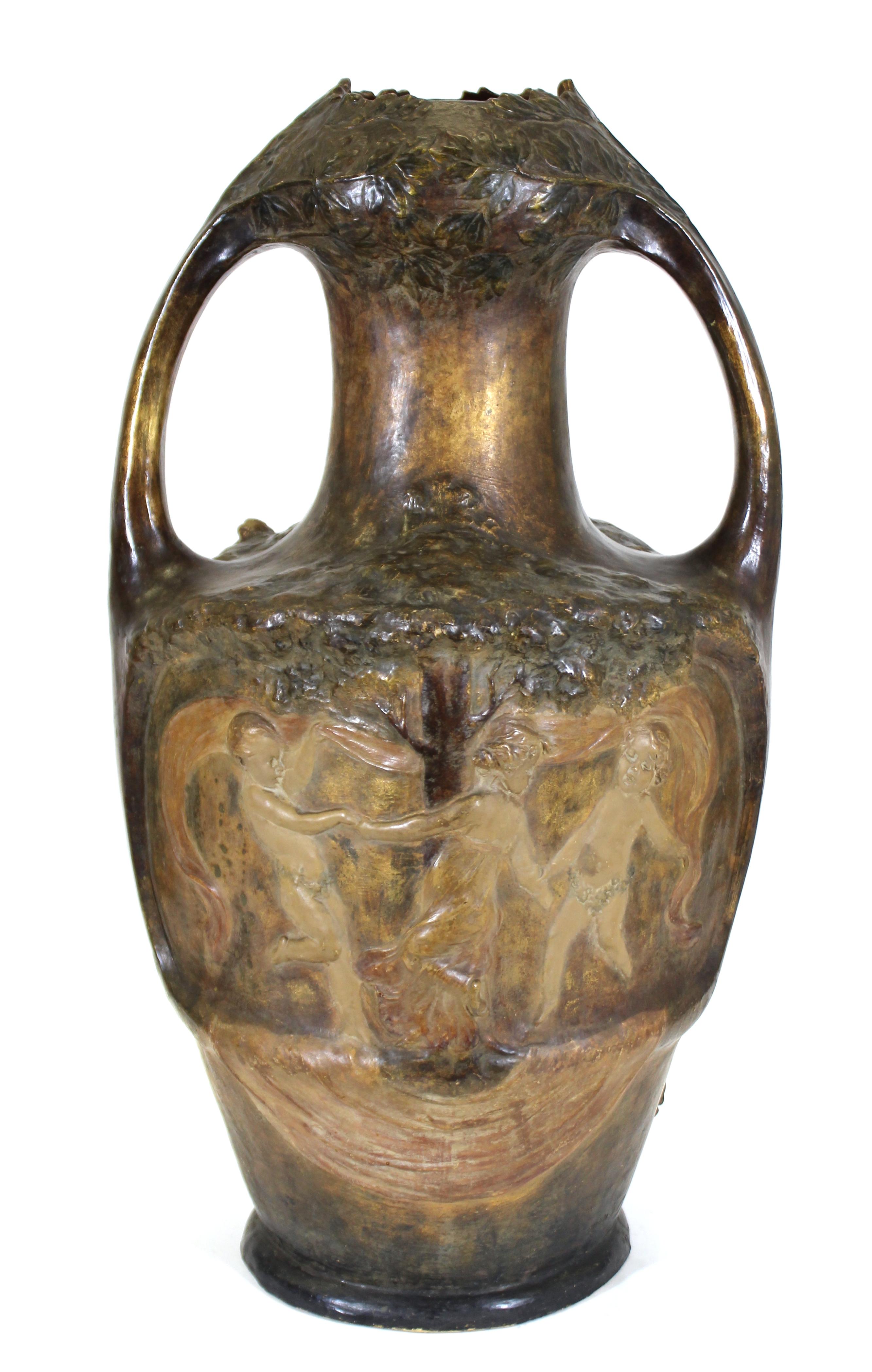 Terracotta Lefont for Friedrich Goldscheider Viennese Art Nouveau Exhibition Vase For Sale