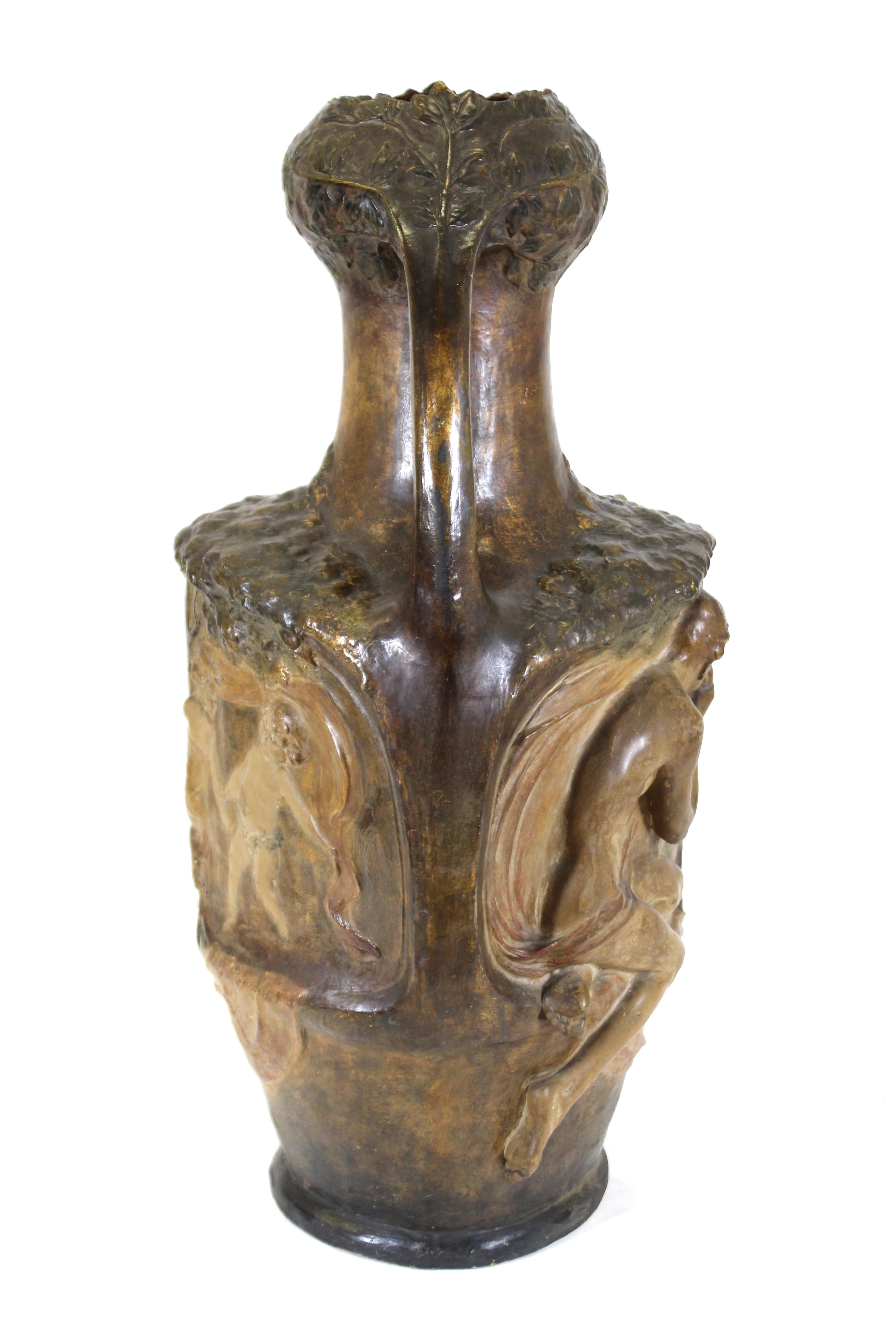 Lefont for Friedrich Goldscheider Viennese Art Nouveau Exhibition Vase For Sale 2