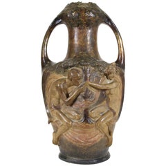 Vase d'exposition Art nouveau viennois Lefont pour Friedrich Goldscheider