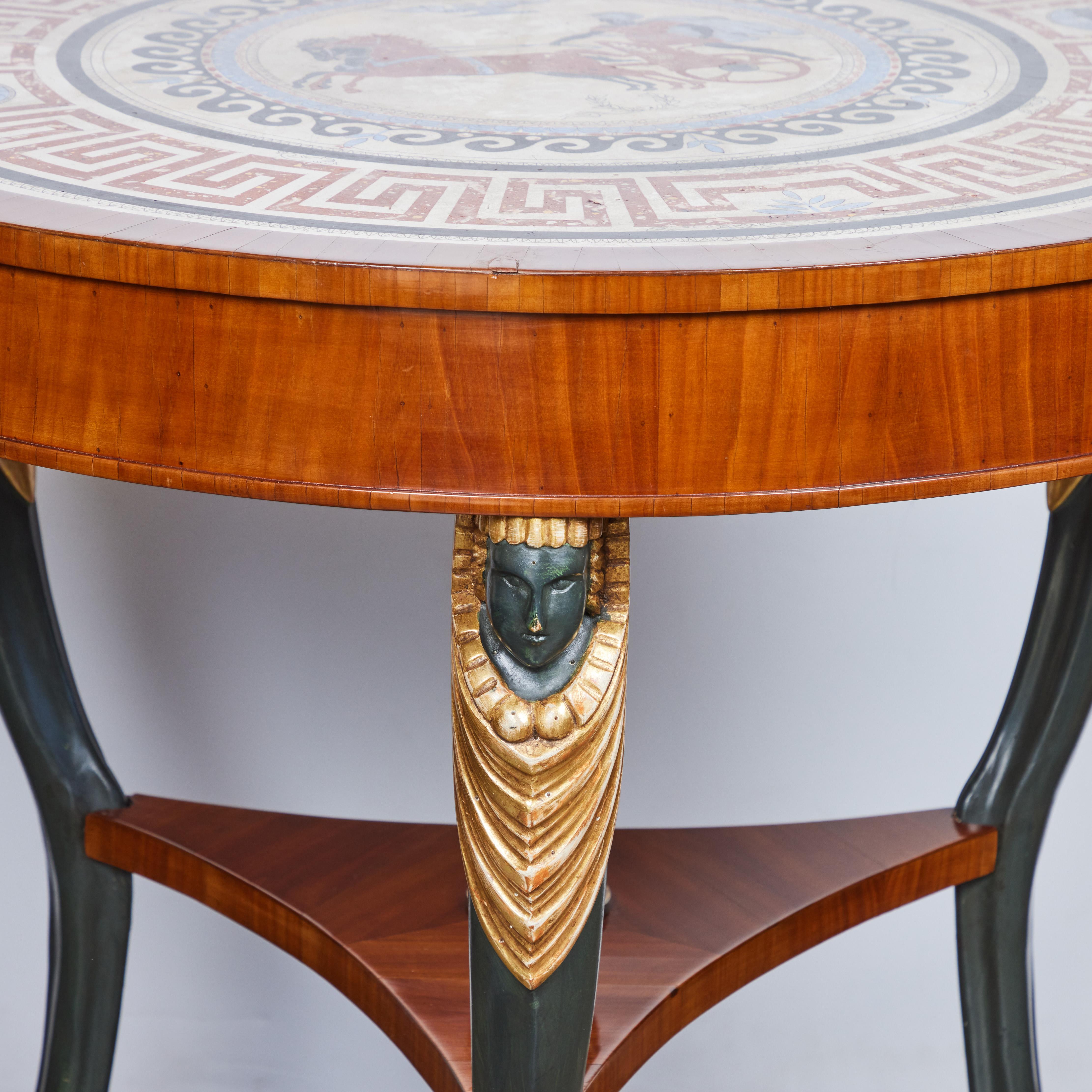 Neoclassical Left and Right Scagliola Top Tables For Sale