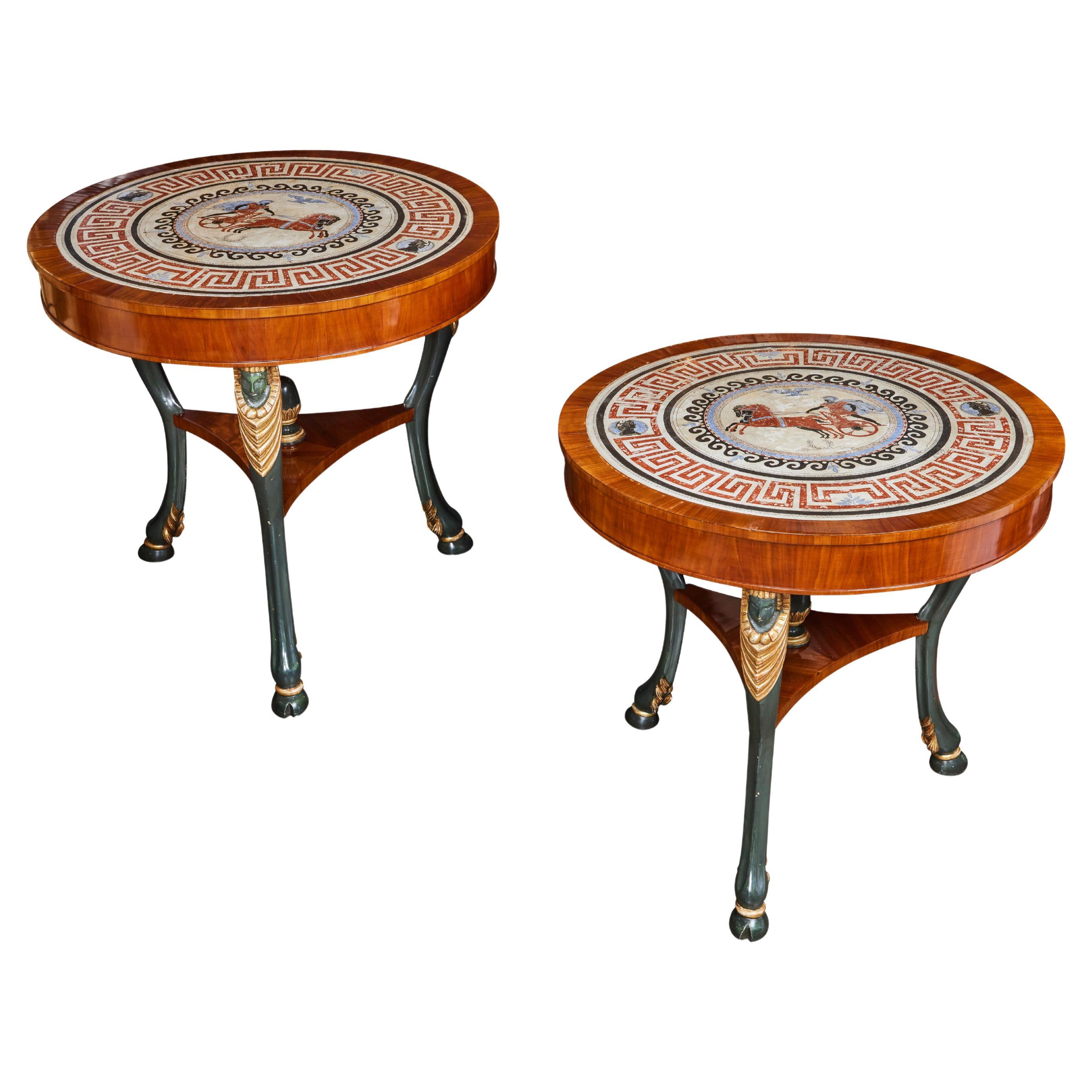 Left and Right Scagliola Top Tables For Sale