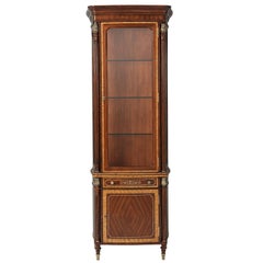 Left Facing Display Cabinet with Floral and line Brass Inlay