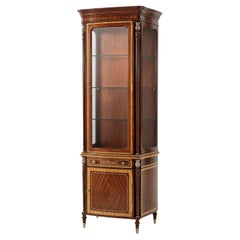 Left Facing Display Cabinet with Floral and line Brass Inlay 
