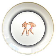 Rare bol à compote/bol à feutre Art Déco « gauche Jab » de Gio Ponti pour Ginori, années 1930