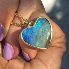 Left My Heart in Bermuda Australian Opal Necklace in 14k Gold by NIXIN Jewelry