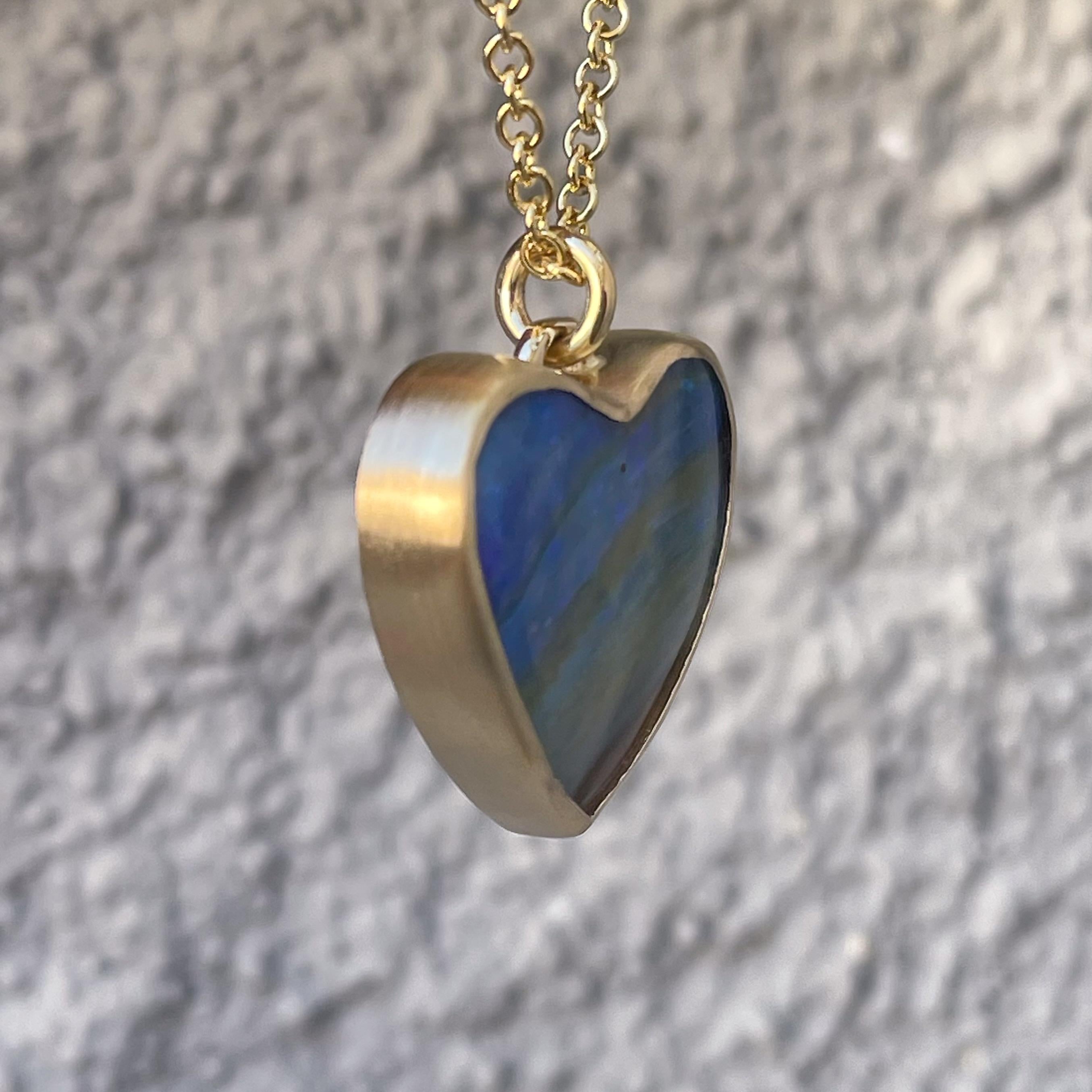 Left My Heart in Bermuda Australian Opal Necklace in 14k Gold by NIXIN Jewelry For Sale 2