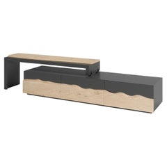 Woodland Left Side Extensible TV Cabinet with 3 Drawers - Lacquered Finishing