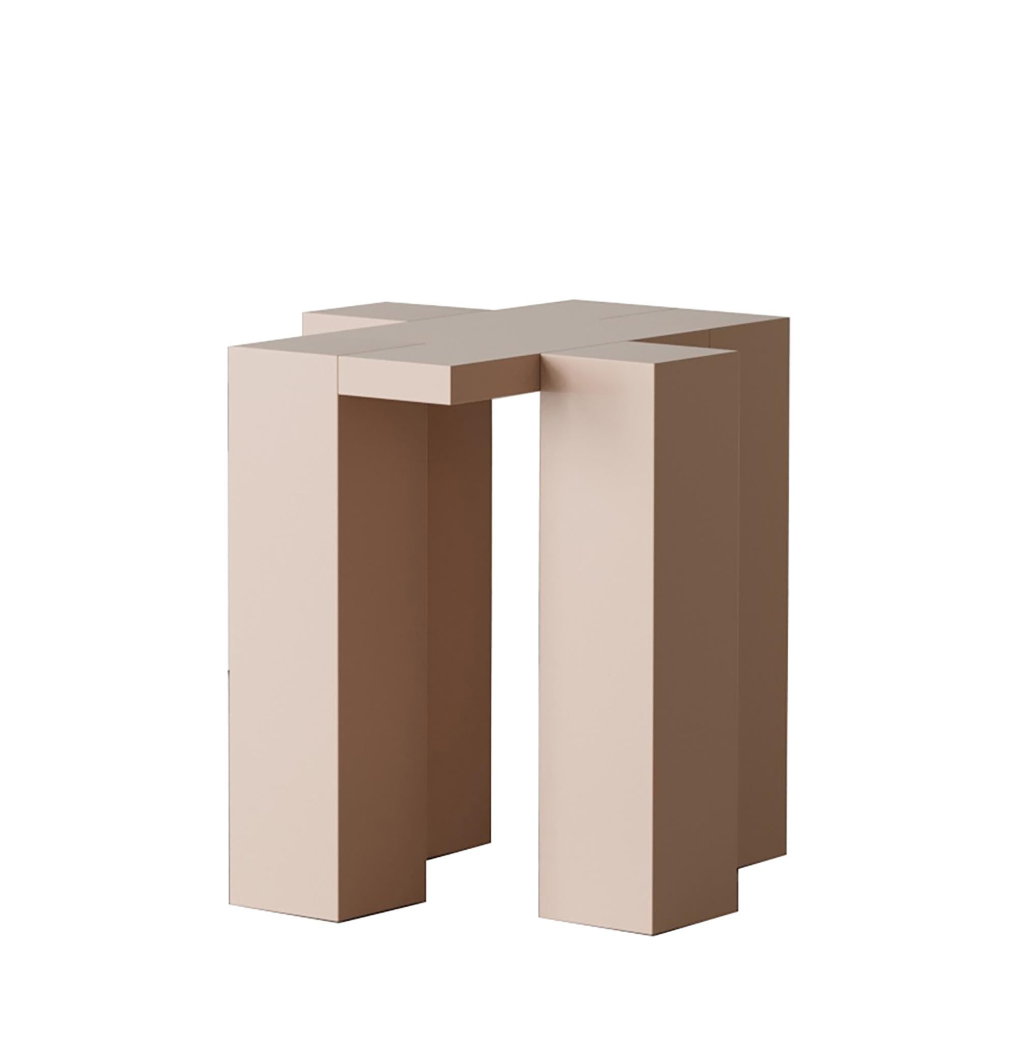 Tavolino con gambe laccato salmone di Hermhaus in vendita