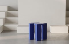 Leg Side Table Sax Blue Lacquered by Hermhaus