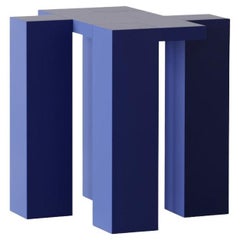 Tavolino con gamba SAX laccato blu di Hermhaus
