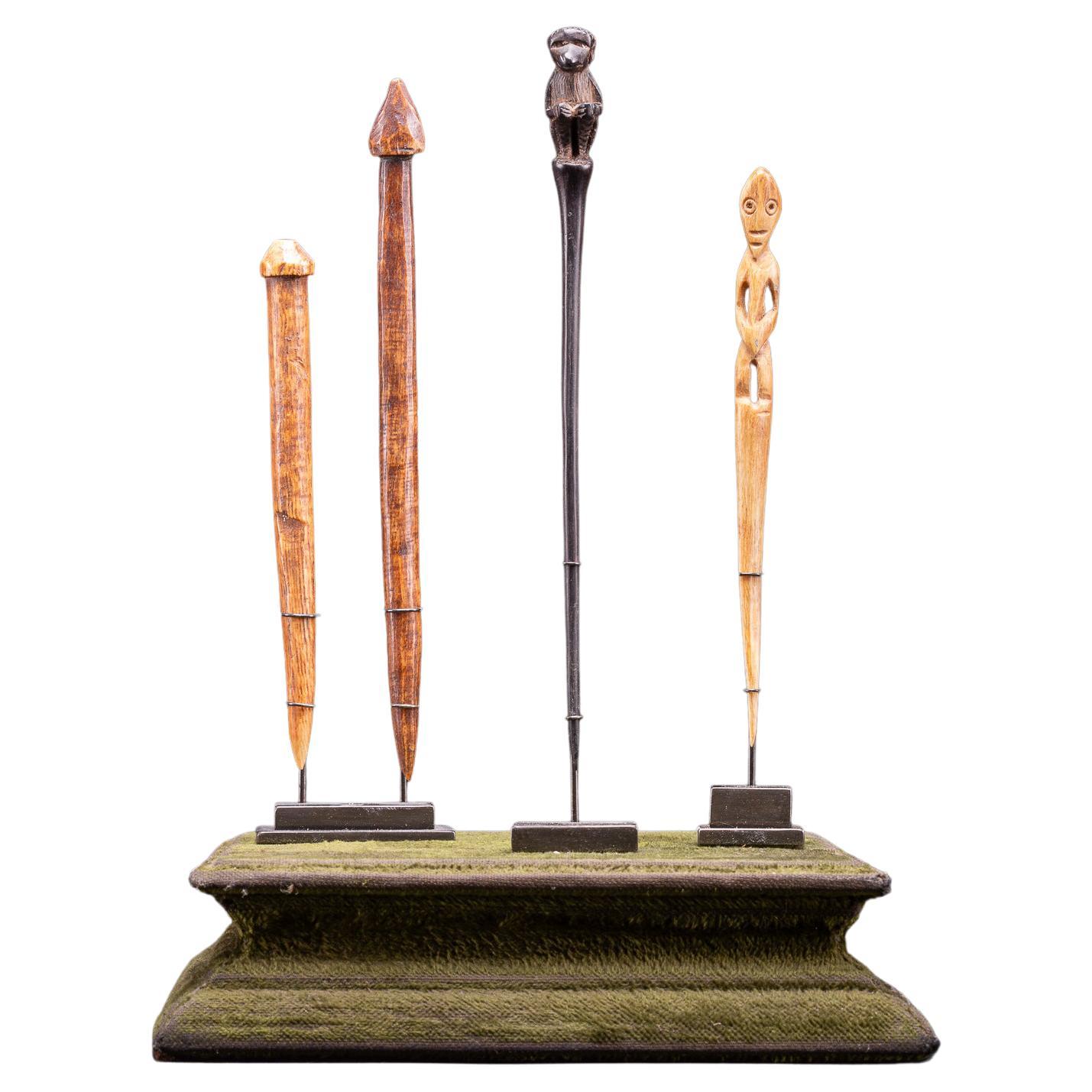 Lega People, DRC, Two Ceremonial Bone Hairpins from the Lega People in DRC