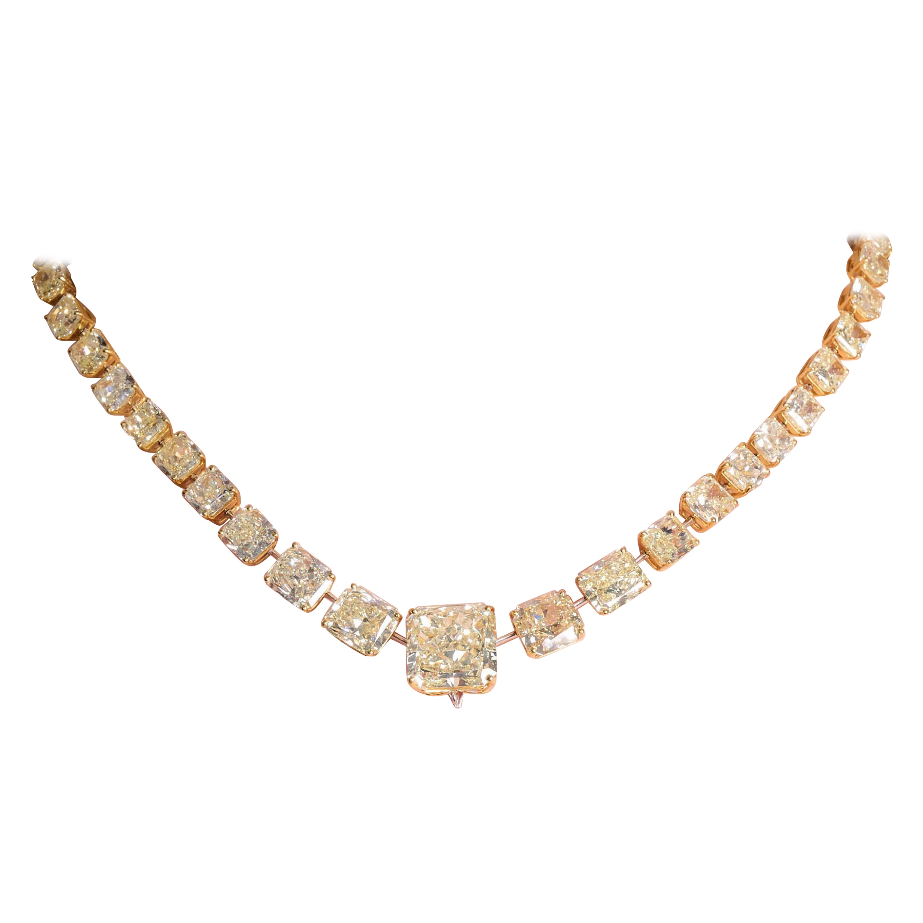 OUR LEGACY Collier de 100 carats de diamant jaune fantaisie  Centre 12 carats  GIA