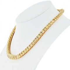 LEGACY 120 Carat Fancy Yellow Cushion Diamond Tennis Necklace Natural Diamond