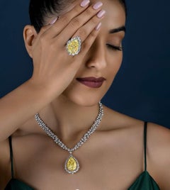 Legacy 15 Carat GIA Fancy Yellow Pear Drop Diamond Necklace An Icon of Prestige