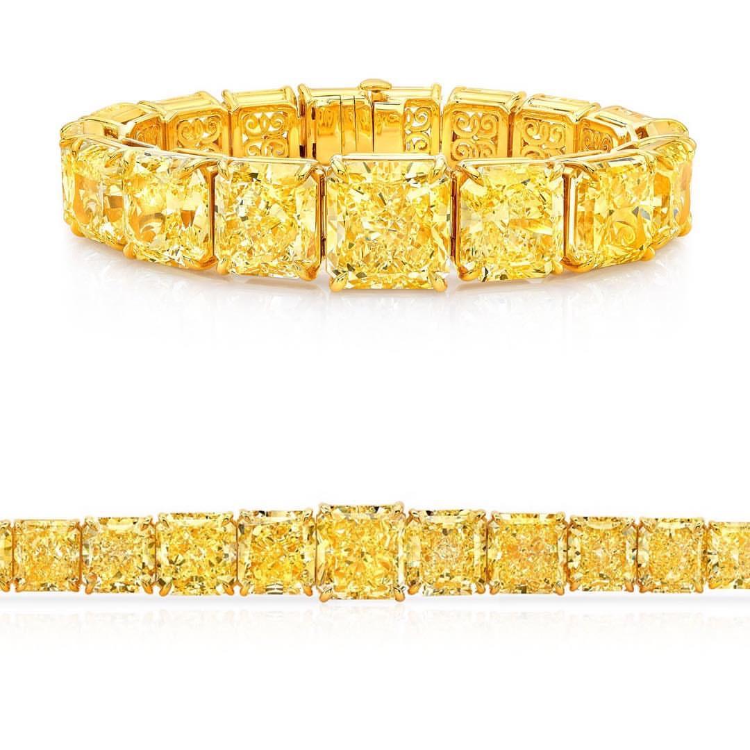 LEGACY 180 Karat Fancy Yellow Cushion Diamond Tennis Halskette Naturdiamant im Angebot 5