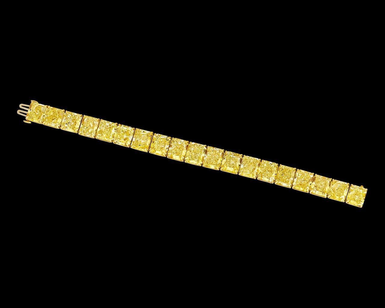 OUR LEGACY 28 Karat Diamantarmband mit Strahlenschliff  Fancy Gelb (Moderne) im Angebot
