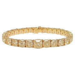 LEGACY 35 Carat Fancy Yellow Cushion Cut Diamond Bracelet  GIA Certified