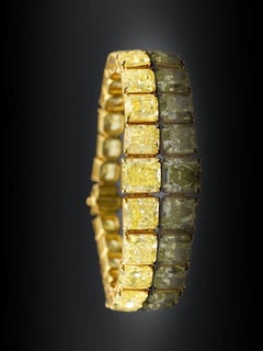 LEGACY 40 Carat Fancy Color Cushion Cut Diamond Bracelet  GIA certified