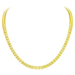 LEGACY 40 Carat Fancy Intense Yellow Radiant Diamond Necklace 0.5 carat each