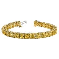 LEGACY 40 Carat  Fancy Yellow Cushion Cut natural diamonds Tennis bracelet GIA