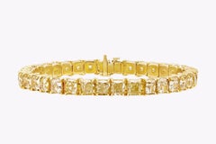 LEGACY 40 Carat  Fancy Yellow Cushion Cut natural diamonds Tennis bracelet GIA