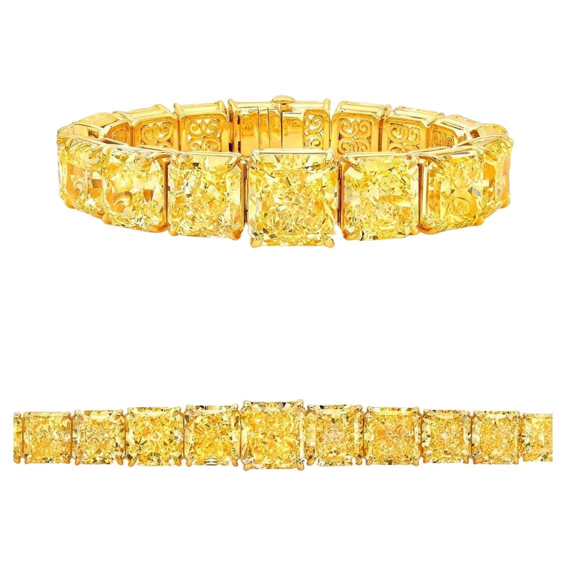 LEGACY Pulsera de diamantes talla radiante 40 quilates amarillo fantasía
