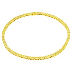 LEGACY 40 Carat Fancy Yellow Radiant NaturalDiamond Necklace 0.5 carat each