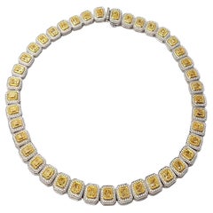 LEGACY 50 Carat Fancy intense Yellow Diamond Tennis Chain  Natural diamonds