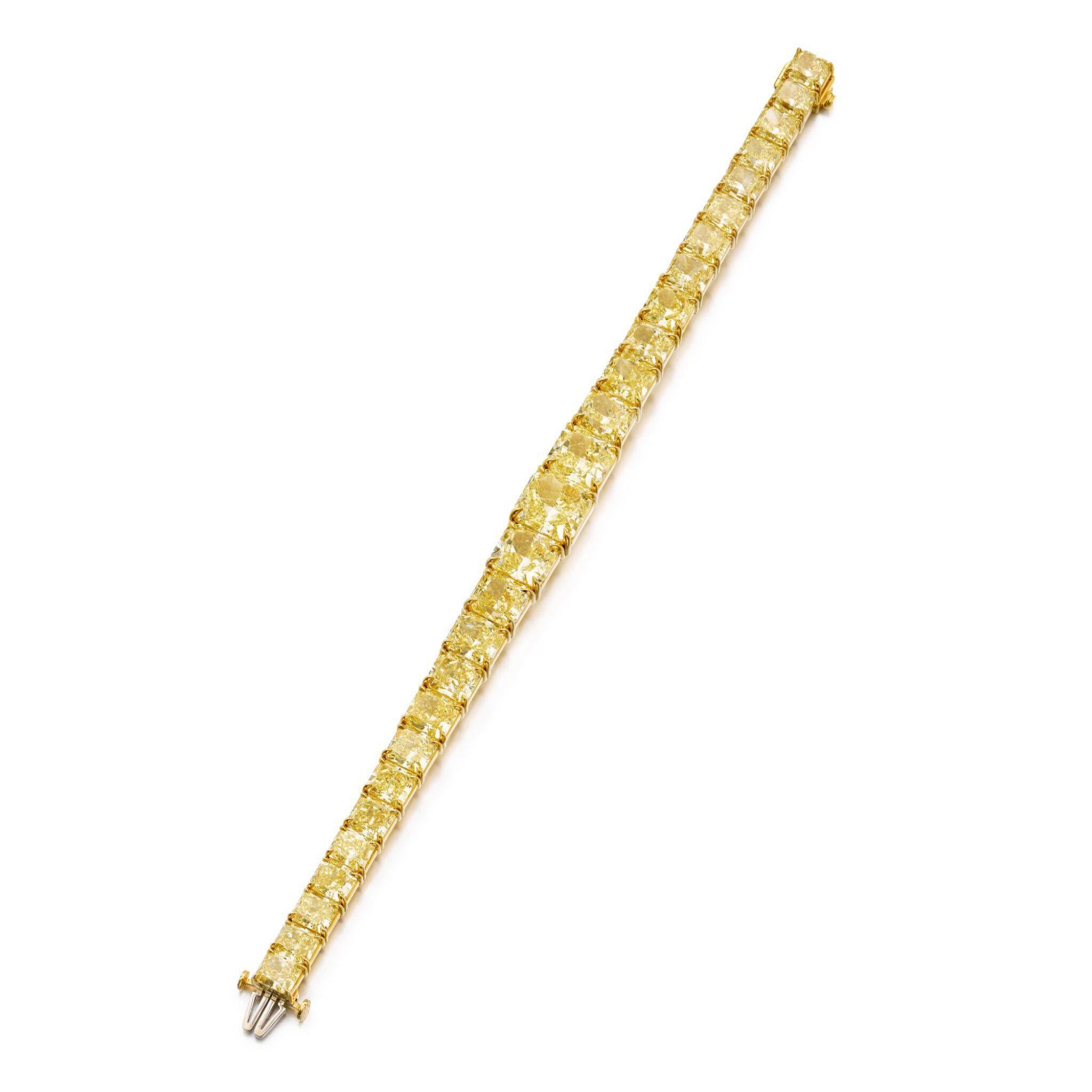LEGACY Bracelet en diamant radiant de 50 carats  Jaune fantaisie  Certifié GIA en vente 5