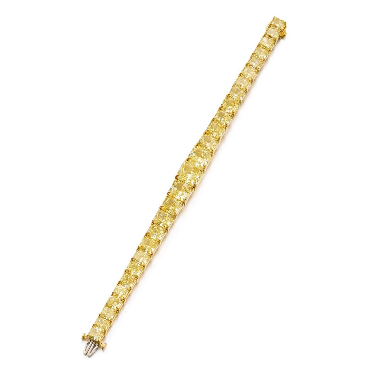 LEGACY Bracelet en diamant radiant de 50 carats  Jaune fantaisie  Certifié GIA en vente 6