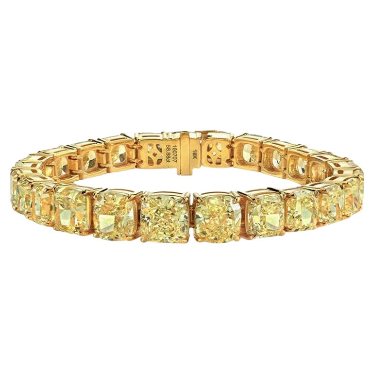 LEGACY 55 Carat  Diamants naturels de taille coussin de couleur jaune fantaisie