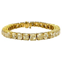 LEGACY 60 Carat  Fancy Yellow Cushion Cut natural diamonds Tennis bracelet