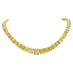 LEGACY 60 -Carat Graduated Fancy Yellow Diamond Rivière Necklace GIA Certified