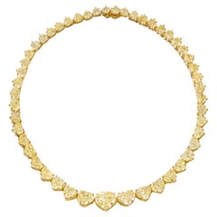 LEGACY 75 Carat Fancy Yellow Heart Diamond Necklace 8 Carat Centre GIA