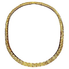 LEGACY 80 Carat Fancy Yellow Radiant Diamond Necklace GIA