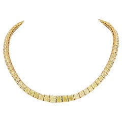 LEGACY 85-Karat Fancy Yellow Cushion Cut Diamant Tennis Halskette Naturdiamant