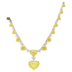 LEGACY GIA 70 Carat Fancy yellow  heart diamond necklacel 10 Carat centre