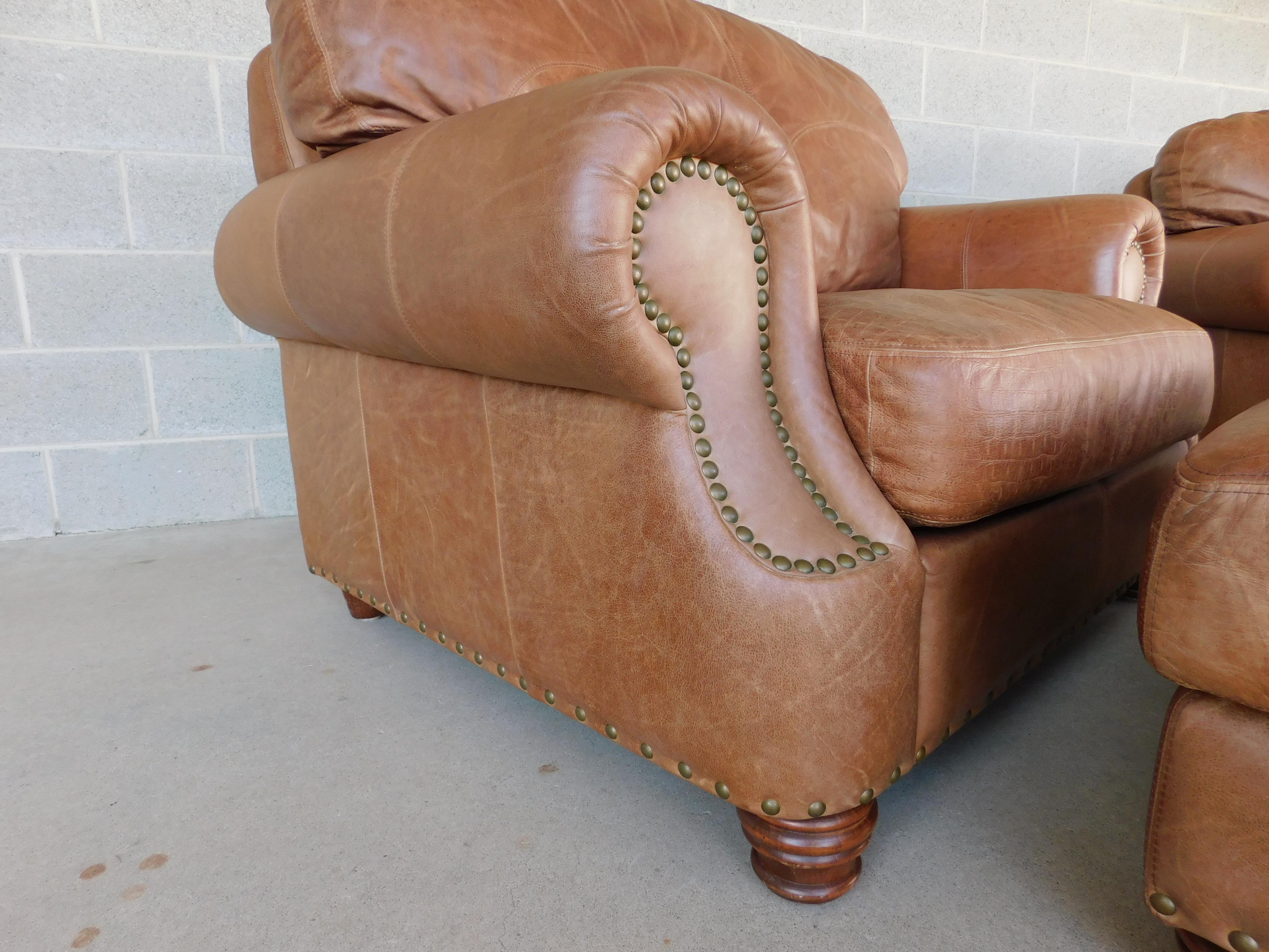 Legacy Leather International Inc. Club Chairs & Ottomans In Good Condition In Parkesburg, PA