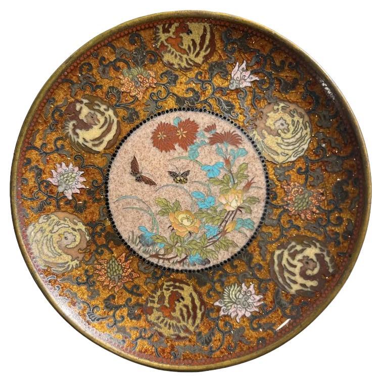 Legacy of Elegance: 19th C. Japanese Cloisonné Enamel Plate Namikawa Yasuyuki For Sale