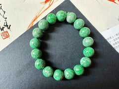 Legacy of Nature Vivid Green Myanmar Jadeite Bead Bracelet Type A Natural Jade